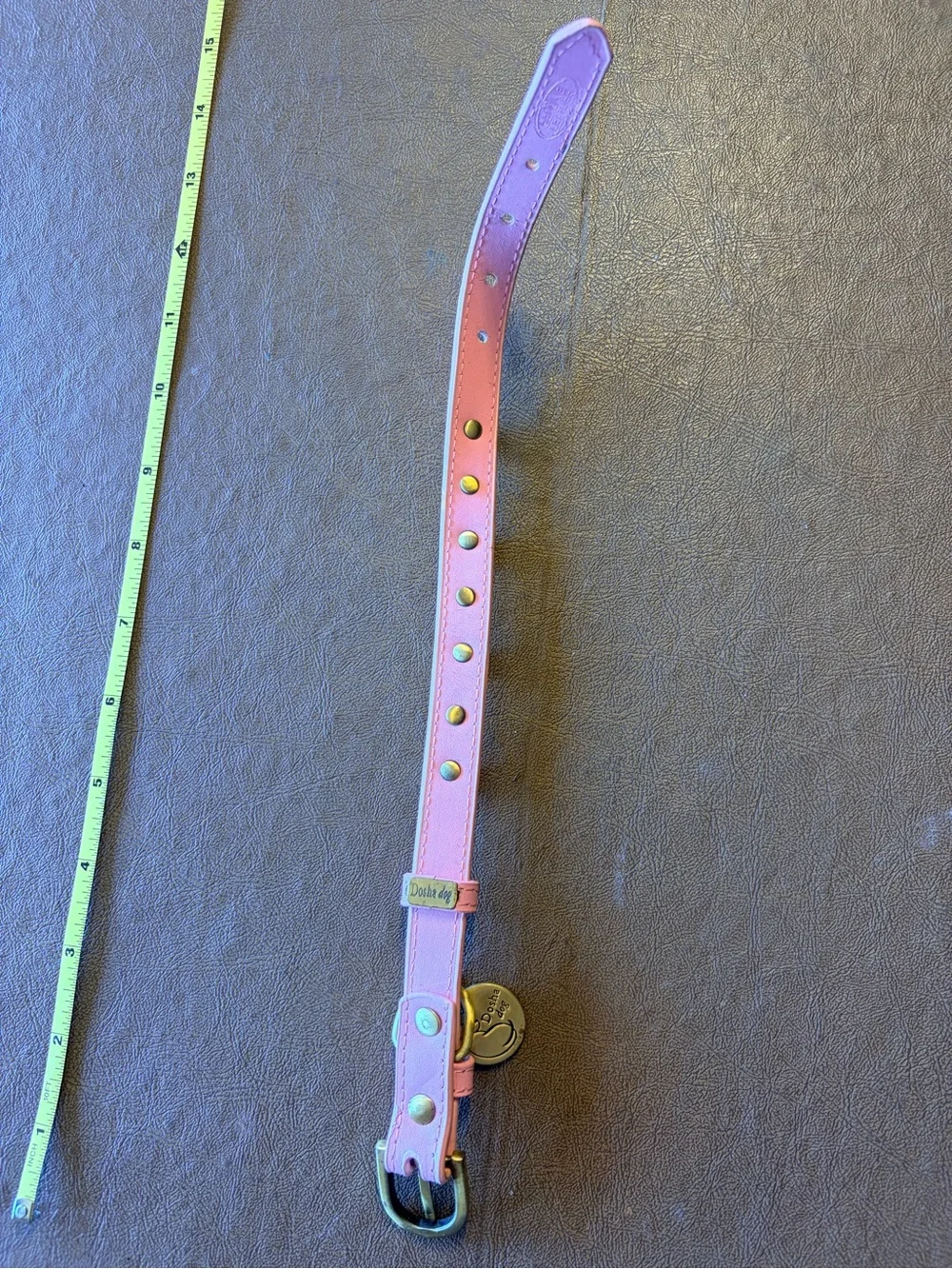 Pink Leather Gems Collar with Genuine Gemstones Crystals Jewels Brass Hardware